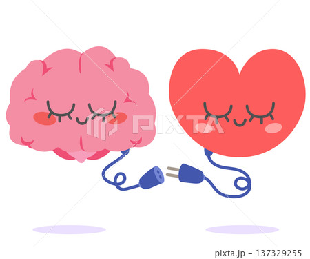 Heart and Brain Connected by Plug Emotional Intelligence Concept 137329255