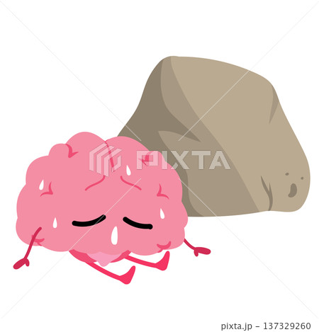 Tired Brain with Heavy Stone Pressure and Stress Concept Tired Brain with Heavy Stone Pressure and Stress Concept 137329260