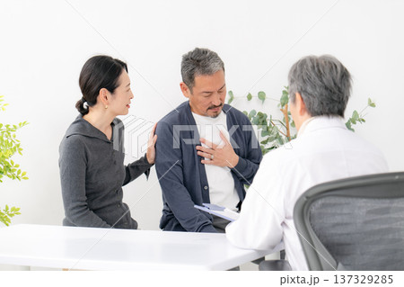 更年期障害に悩む男性　診察　対面 137329285