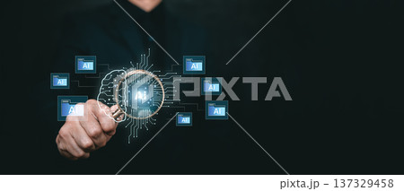 Artificial Intelligence Technology Concept with AI Chip and Digital Neural Network 137329458