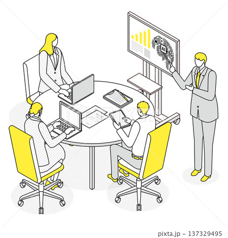 AI導入を検討するビジネス会議イラスト 137329495