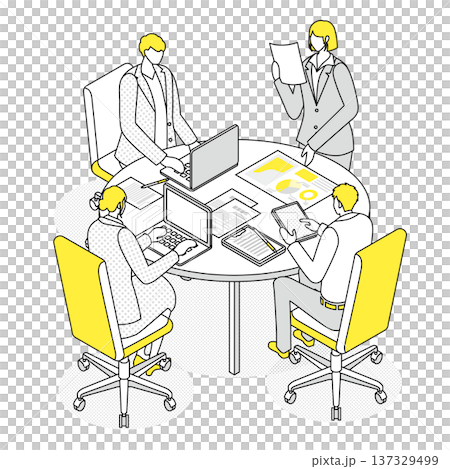 企画会議を行うビジネスチームのイラスト 137329499