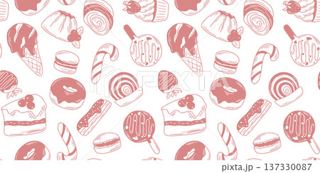 Sweet pastries and candies seamless pattern Sweet pastries and candies seamless pattern 137330087