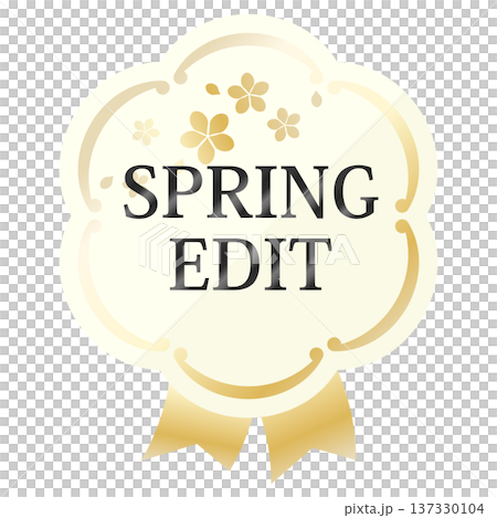 Luxurious spring promotional emblem in ivory and gold Luxurious spring promotional emblem in ivory and gold 137330104