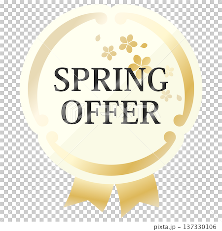 Luxurious spring promotional emblem in ivory and gold 137330106