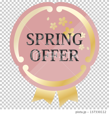 Luxurious spring promotional emblem in dusty pink and gold Luxurious spring promotional emblem in dusty pink and gold 137330112