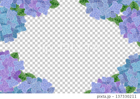 [Hydrangea frame] Hand embroidery illustration material 137330211
