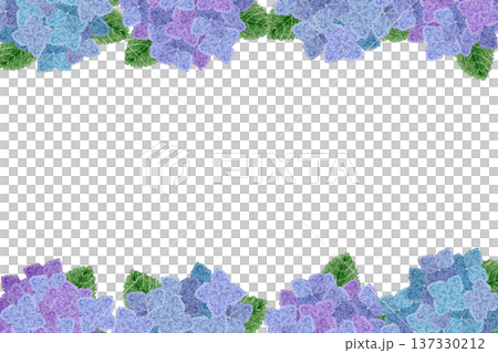 [Hydrangea top and bottom frame] Hand embroidery illustration material 137330212