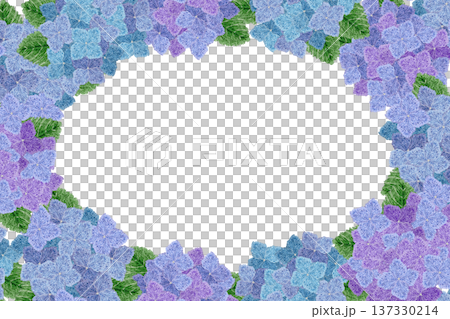 [Hydrangea frame] Hand embroidery illustration material 137330214