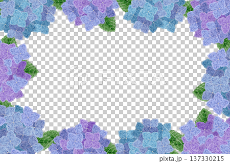 [Hydrangea frame] Hand embroidery illustration material 137330215