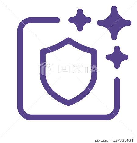AI cybersecurity tool outline icon. Minimal line design representing artificial intelligence, digital security, protection, network defense, and smart technology concepts. 137330631