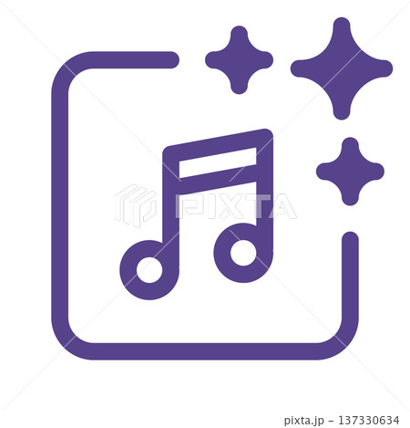 AI generative music icon. Minimal outline design representing artificial intelligence, music creation, sound synthesis, digital audio, and creative technology concepts. 137330634