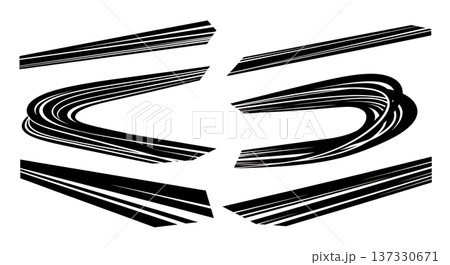 Black Solid Bullet Train Speed Silhouettes Set of Six on White Background 137330671