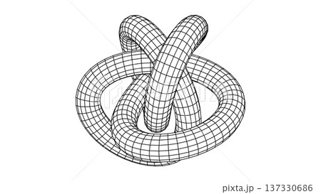 Monochrome Wireframe Grid Shape. Abstract 3D Geometric Knot Shape Monochrome Wireframe Grid Shape. Abstract 3D Geometric Knot Shape 137330686