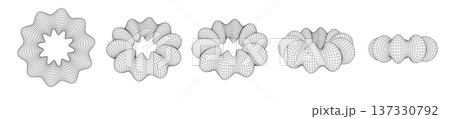 Monochrome Wireframe Grid Shape. Abstract 3D Torus Shape Monochrome Wireframe Grid Shape. Abstract 3D Torus Shape 137330792