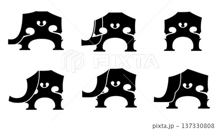 Black Solid Cello Bass Bridge Set of Six on White Background Black Solid Cello Bass Bridge Set of Six on White Background 137330808