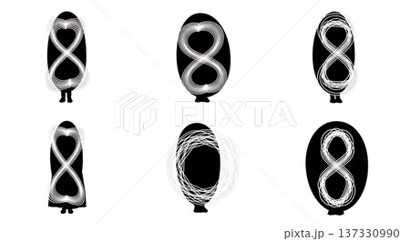 Black Solid Circus Performer Light Silhouettes Set of Six on White Background Black Solid Circus Performer Light Silhouettes Set of Six on White Background 137330990