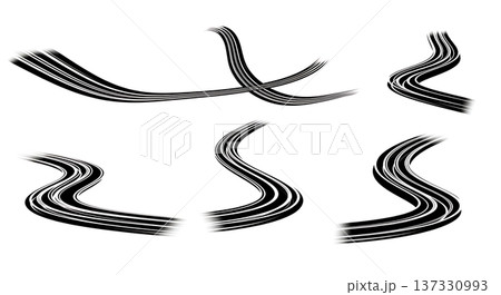 Black Solid City Tram Light Silhouettes Set of Six on White Background Black Solid City Tram Light Silhouettes Set of Six on White Background 137330993