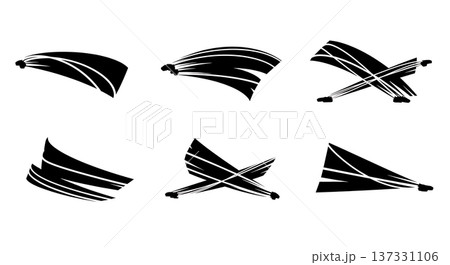 Black Solid Autonomous Drone Silhouettes Set of Six on White Background Black Solid Autonomous Drone Silhouettes Set of Six on White Background 137331106