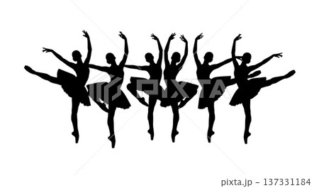 Black Solid Ballet Arabesque Extension...のイラスト素材 [137331184] - PIXTA