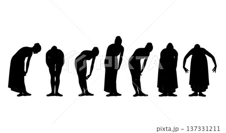 Black Solid Ballet Bow Reverence Silhouettes Set of Six on White Background Black Solid Ballet Bow Reverence Silhouettes Set of Six on White Background 137331211