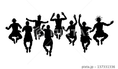 Black Solid Ballet Torso Rotation Silhouettes Set of Six on White Background 137331336