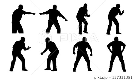 Black Solid Basketball Coach Silhouettes Set of Six on White Background Black Solid Basketball Coach Silhouettes Set of Six on White Background 137331381