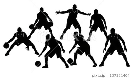 Black Solid Basketball Defensive Slide...のイラスト素材 [137331404] - PIXTA