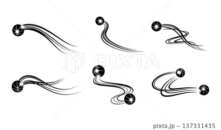 Black Solid Basketball Fastbreak Silhouettes Set of Six on White Background Black Solid Basketball Fastbreak Silhouettes Set of Six on White Background 137331435