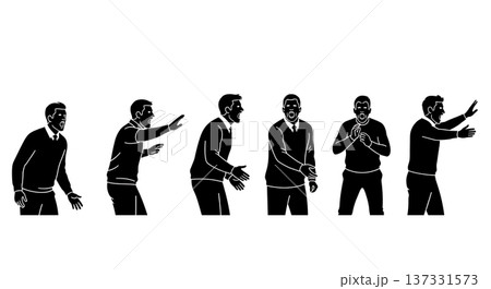Black Solid Basketball Spin Move Silhouettes Set of Six on White Background Black Solid Basketball Spin Move Silhouettes Set of Six on White Background 137331573