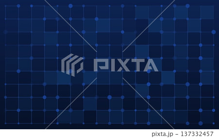 Blue abstract ai science technology background with squares, lines and dots grid. Data digital backdrop for business connection concept. Cyber network computer design system element. 137332457
