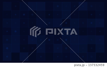 Blue abstract ai science technology background with squares, lines and dots grid. Data digital backdrop for business connection concept. Cyber network computer design system element. 137332459