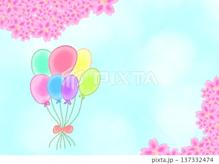 桜の間を通る風船 137332474