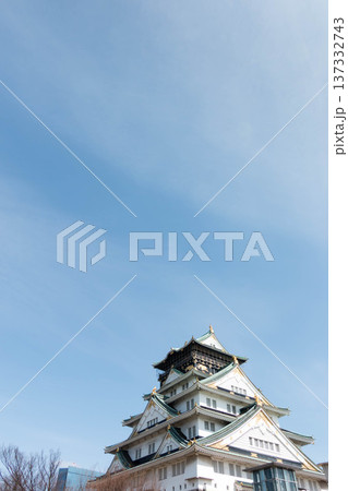 大阪城天守閣と青空(コピースペース) 大阪城天守閣と青空(コピースペース) 137332743