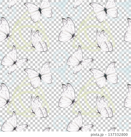 Light green Celtic Trinity Knot unity,Triskele Celtic symbol with white butterfly in seamless pattern,representing ancestral spirits and connection.Watercolor for cultural projects,heritage themes Light green Celtic Trinity Knot unity,Triskele Celtic symbol with white butterfly in seamless pattern,representing ancestral spirits and connection.Watercolor for cultural projects,heritage themes 137332800
