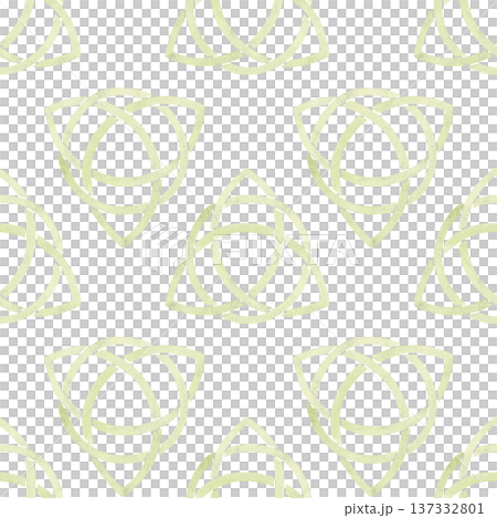 Green celtic Trinity Knot within a circle,in a single watercolor tone with paper texture in seamless pattern.Symbolic St.Patricks Day emblem for Irish heritage branding,national,cultural art projects Green celtic Trinity Knot within a circle,in a single watercolor tone with paper texture in seamless pattern.Symbolic St.Patricks Day emblem for Irish heritage branding,national,cultural art projects 137332801
