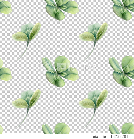Rare four leaf clover,shamrock,iconic symbol of luck and Saint Patricks Day.Watercolor vibrant seamless pattern for holiday cards,Irish themed designs,festive spring branding,wedding Rare four leaf clover,shamrock,iconic symbol of luck and Saint Patricks Day.Watercolor vibrant seamless pattern for holiday cards,Irish themed designs,festive spring branding,wedding 137332813