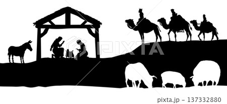 Christmas Nativity Scene Bethlehem Manger Wise Men Christmas Nativity Scene Bethlehem Manger Wise Men 137332880