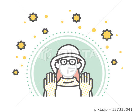 シンプル イラスト 花粉をブロックする花粉対策フル装備の人物のイメージ ベクターイラスト シンプル イラスト 花粉をブロックする花粉対策フル装備の人物のイメージ ベクターイラスト 137333041