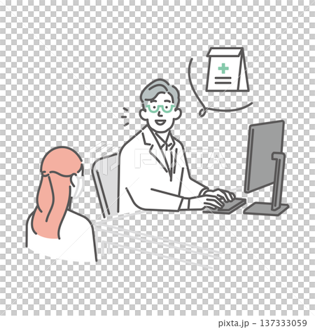 一幅簡單的插圖,描繪了一位日本女性正在接受醫生檢查,以確認是否患有花粉症。向量圖。 一幅簡單的插圖,描繪了一位日本女性正在接受醫生檢查,以確認是否患有花粉症。向量圖。 137333059