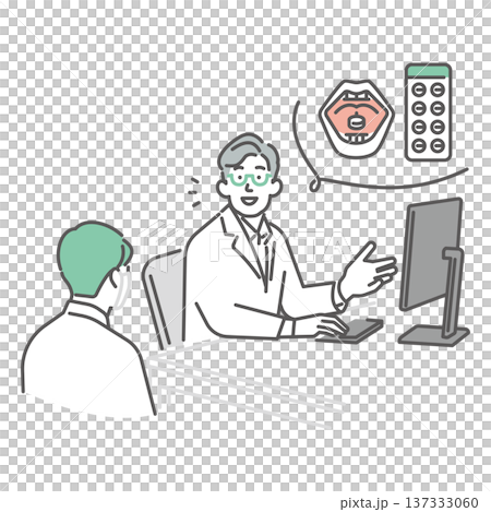 シンプル イラスト 花粉症の舌下免疫療法を医師から説明される日本人男性のイメージ ベクターイラスト シンプル イラスト 花粉症の舌下免疫療法を医師から説明される日本人男性のイメージ ベクターイラスト 137333060