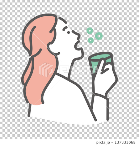シンプル イラスト 花粉症対策でうがいをする日本人女性のイメージ ベクターイラスト シンプル イラスト 花粉症対策でうがいをする日本人女性のイメージ ベクターイラスト 137333069