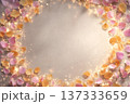 舞い散る花びらと光の粒子の背景素材　お祝い・春のフレーム 137333659