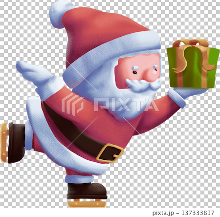 Cute Santa Claus Skating with Christmas Gift 137333817