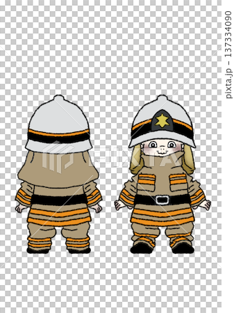 消防士の職業体験で制服を着た子供の全身イラスト(背景透過) 消防士の職業体験で制服を着た子供の全身イラスト(背景透過) 137334090