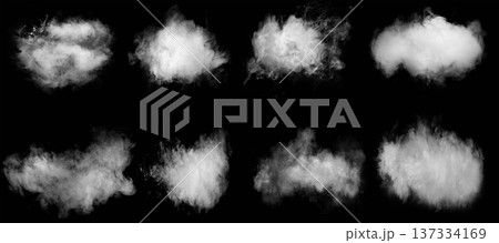 set of abstract cloud of fog. Smoke overlay effect. Fog overlay effect. Smoke texture overlays. set of abstract cloud of fog. Smoke overlay effect. Fog overlay effect. Smoke texture overlays. 137334169