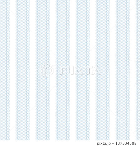 Blue vintage vertical striped seamless pattern. Vector French farmhouse lace print, wallpaper, romantic background. 137334388