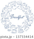 Breakfast doodle sketch style illustration 137334414