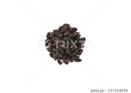 Dogwood or Cornel fruit herb used in herbal medicine heap isolated on white background. Medicinal herb. Dogwood or Cornel fruit herb used in herbal medicine heap isolated on white background. Medicinal herb. 137334636
