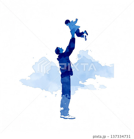 Father lifts child in the air during a playful moment on an ordinary day Father lifts child in the air during a playful moment on an ordinary day 137334731